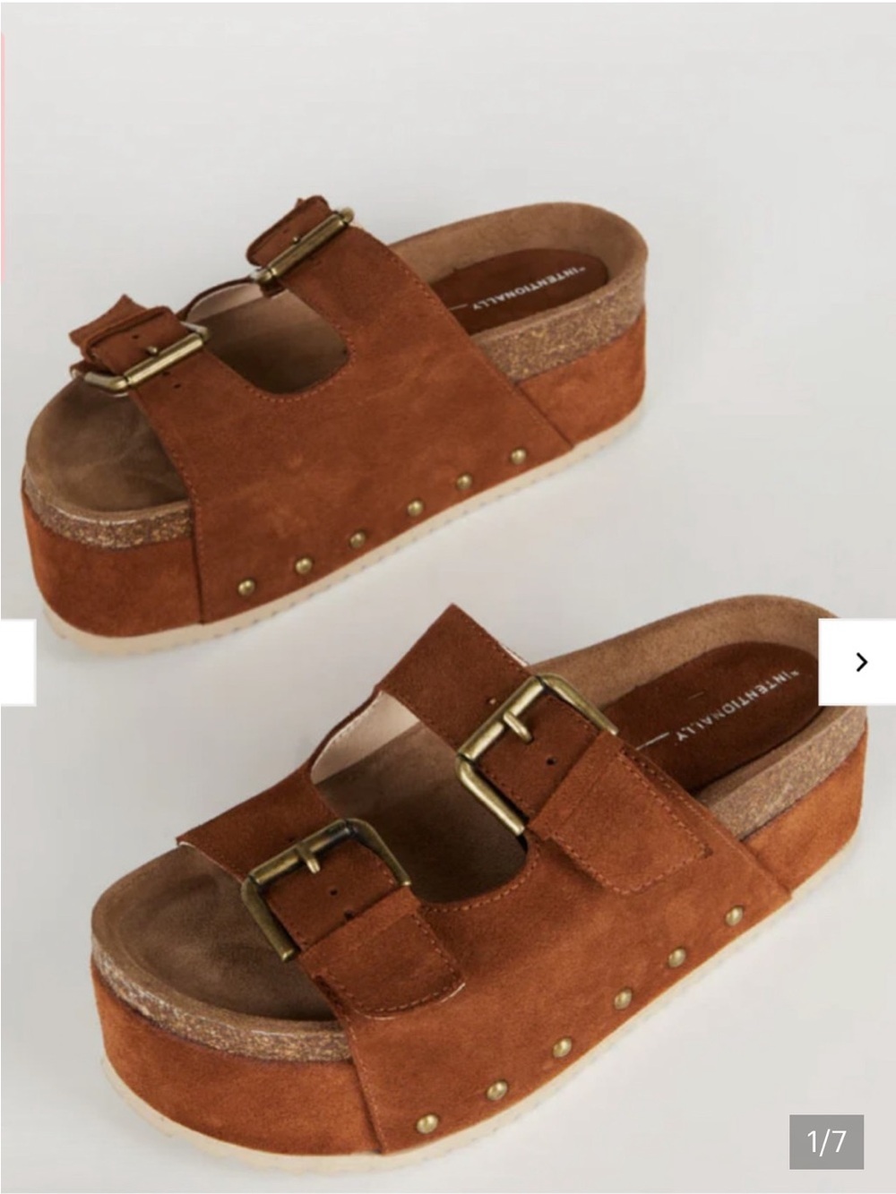 INTENTIONALLY BLANK Rust Suede Platform Slide Sandals - Women